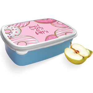 Merkloos Broodtrommel Blauw met Donut Worry Design
