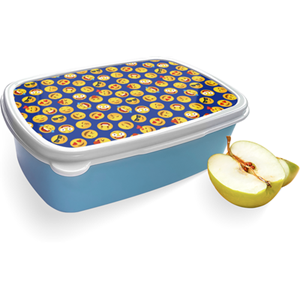 Merkloos Broodtrommel Blauw met Emoji Design
