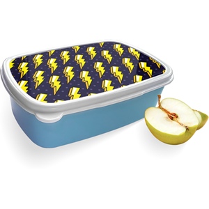 Merkloos Broodtrommel Blauw met Pop Art Lightning Design