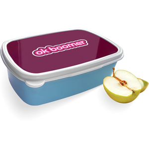 Merkloos Broodtrommel Blauw met OK Boomer Design