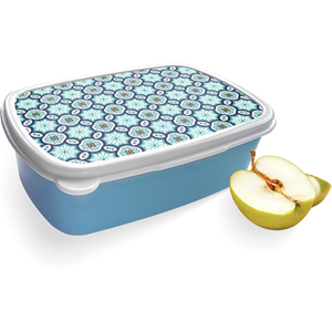 Merkloos Broodtrommel Blauw met Mandala Patroon Design