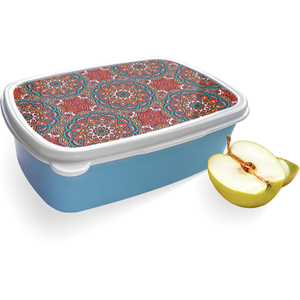 Merkloos Broodtrommel Blauw met Orientaalse Mandala Design