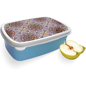 Merkloos Broodtrommel Blauw met Paarse Mandala Design