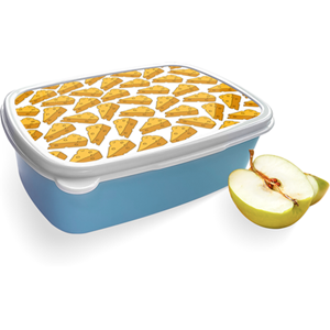 Merkloos Broodtrommel Blauw met Cheesy Design