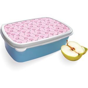 Merkloos Broodtrommel Blauw met Lollipops Design