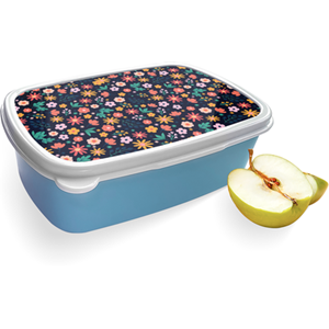 Merkloos Broodtrommel Blauw met Always Have Flowers Design
