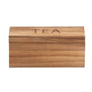 Leen Bakker Theedoos - naturel acaciahout - 6-vaks - 10x22,5x9 cm