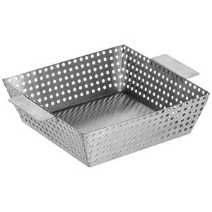 PULSIVA Brood-/fruitmand Livenza; 20x20x5 cm (LxBxH); zilver; vierkant