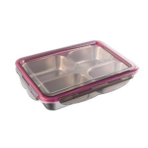 LuxeBass 4-vakken Lunchbox Lunchtrommel | Luchtdicht Lekvrij Nestbaar | Magnetron- en Vaatwasserbestendig - LB602