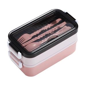 LuxeBass 2-delig Bento Lunchbox met Bestek en Soepkom - Roze MS-33