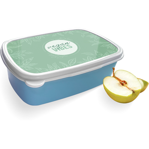 Merkloos Broodtrommel Blauw met Vegan Vibes Design