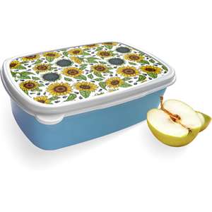 Merkloos Broodtrommel Blauw met Sunflowers Design