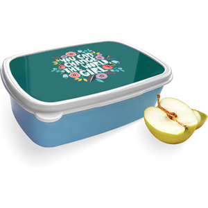 Merkloos Broodtrommel Blauw met Girly Design