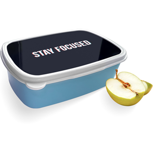 Merkloos Broodtrommel Blauw met Stay Focused Design