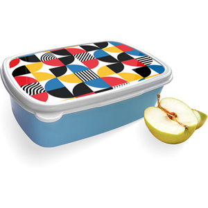 Merkloos Broodtrommel Blauw met Abstract Pattern Design
