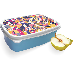 Merkloos Broodtrommel Blauw met Modern Abstract Paars Design