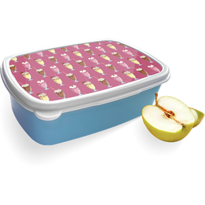 Merkloos Broodtrommel Blauw met Milkshakes Design