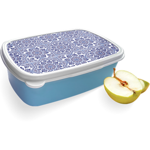 Merkloos Broodtrommel Blauw met Delfts Blauw II Design