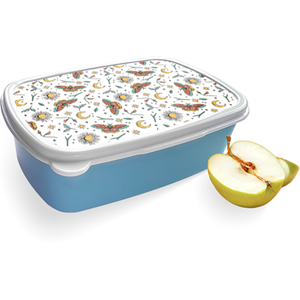 Merkloos Broodtrommel Blauw met Magisch Patroon Design