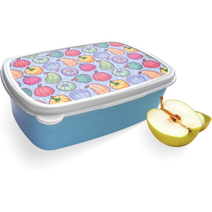 Merkloos Broodtrommel Blauw met Magische Pompoenen Design