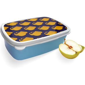 Merkloos Broodtrommel Blauw met Klompen Design