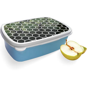 Merkloos Broodtrommel Blauw met Snakeskin Honeycomb Design