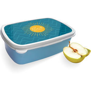 Merkloos Broodtrommel Blauw met Beach Please Design
