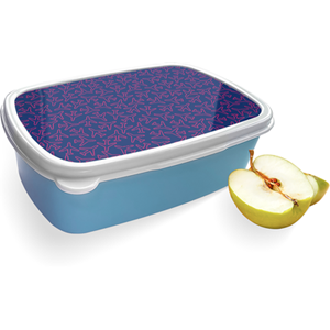 Merkloos Broodtrommel Blauw met Roze Vliegtuigen Design