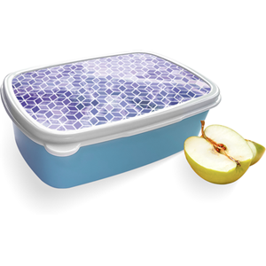 Merkloos Broodtrommel Blauw met Paars Hexagon Marmer Design