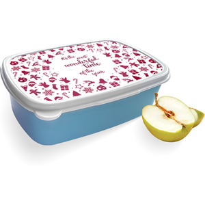 Merkloos Broodtrommel Blauw met Most Wonderful Time Design