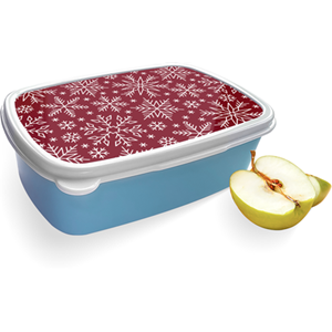 Merkloos Broodtrommel Blauw met Sneeuw Design