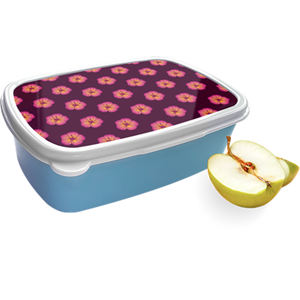 Merkloos Broodtrommel Blauw met Hawaiiaanse Bloemen II Design