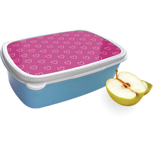 Merkloos Broodtrommel Blauw met Kleine Hartjes Design