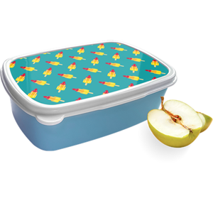 Merkloos Broodtrommel Blauw met Raketjes Design