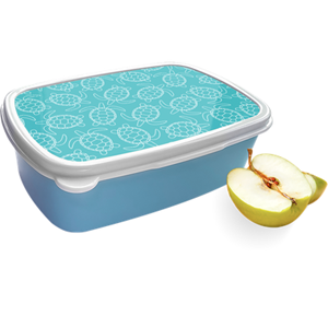Merkloos Broodtrommel Blauw met Schildpadjes Design