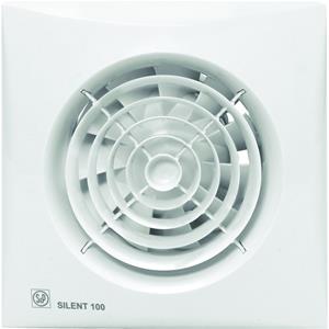 SOLER&PALAU muurventilator, 95m3/h, 230V, 8W, aansluitklem, met klep, lichtnet, hxb 158x158mm, wit IP45