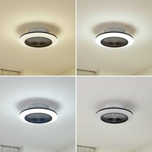 LINDBY LED plafondventilator Mamuti, zwart, stil, Ø 55 cm