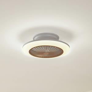 LINDBY LED plafondventilator Mamuti, houtkleurig, stil, 55 cm