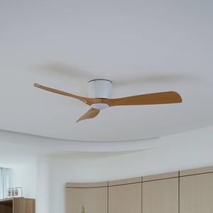 LUCANDE LED plafondventilator Moneno, wit/hout, Tuya