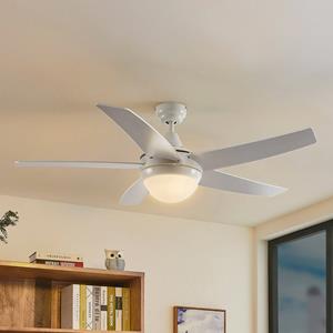 LINDBY plafondventilator met verlichting Auraya, stil, wit, 130cm