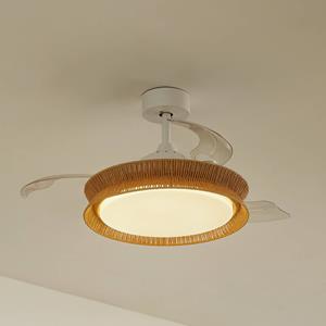 LUCANDE LED plafondventilator Lineta, wit, touw, Ø103cm, CCT