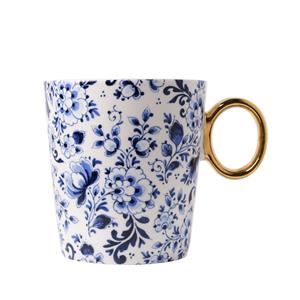 HEINEN  Delfts Blauw - Beker Sierlijke bloem 0,30l Goud