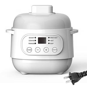 Aoresac Elektrische Mini Slowcooker 1 Quart 200W Voedselverwarmer met Keramische Pot, 24H Timing en 360 graden US Plug wit