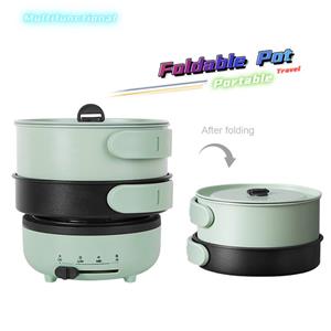 Opvouwbare reispot Multifunctionele split-roerbakpan Draagbare kookpot Elektrische verwarming Kachel Waterkoker 220V wit