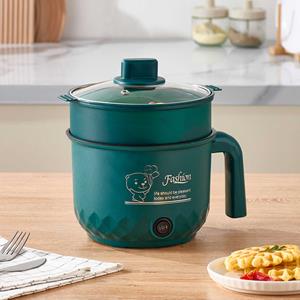 Factory Discount Outlet Multifunctionele elektrische kookpot Studentenslaapzaal Mini Instant Noodle Kleine elektrische pot Huishoudelijke geïntegreerde elektrische hete pot. 1.8L Single-layer switch with thickened plast