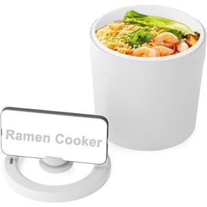 Refreshing Home Elektrische hete potten, mini-ramenkoker 1L, 500W elektrische kookplaat voor noedels, draagbare pan met oververhittingsbeveiliging, droogkookbeveiliging UK Plug