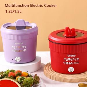 Houspace Kitchen Pan Elektrische kookmachine Elektrisch fornuis Kookpot Elektrische rijstkoker Elektrische hete pot 1.5L-Purple