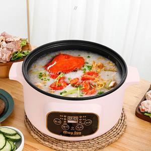 Houspace Kitchen Multifunctionele elektrische kookplaat Rijstkoker Elektrische stoomboot Huishoudelijke elektrische koekenpan Antiaanbakpan steamer*0 roze