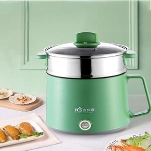 Houspace Kitchen Multifunctionele kookmachine Antiaanbakpan Elektrische rijstkoker Roestvrijstalen kookpot Huishoudelijke slaapzaal Hot Pot 1-2 personen S-Stainless steel groen