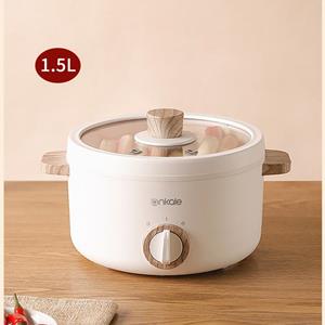 TOP HOME-002 220V 2-laags multicooker elektrische hotpot 1,5L huishoudelijke stoofmachine koekenpan met stomer 20cm diameter wit
